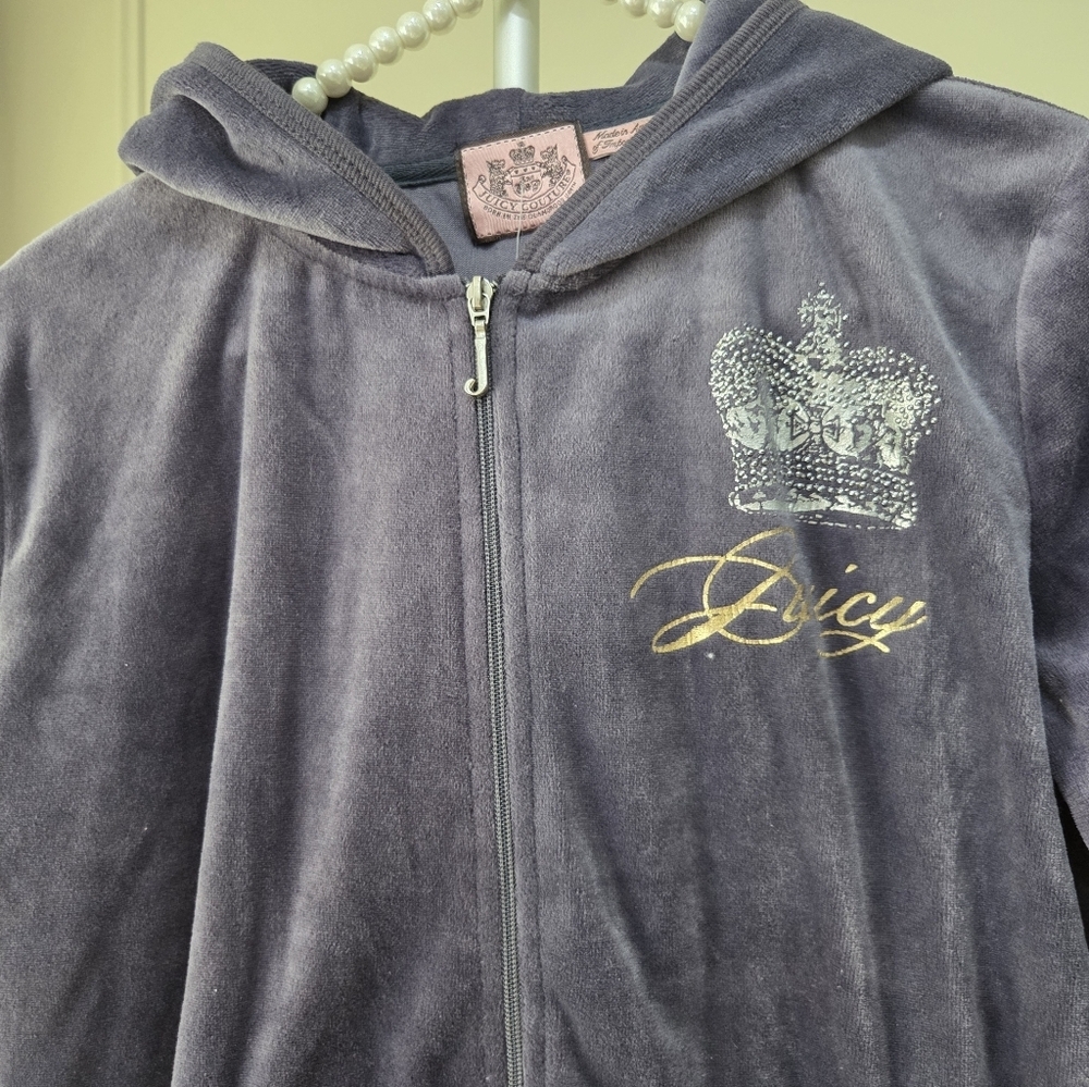 NWT Juicy Couture Blue /gray Hoodie Velourtrackpants Sz.S - Picture 2 of 13